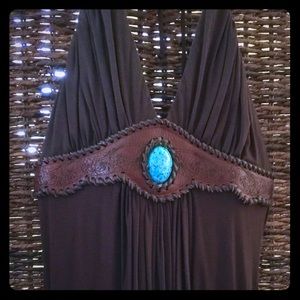Ladies “Sky” turquoise embellished halter top